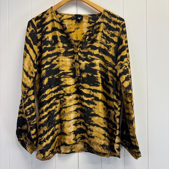 Nu Denmark Women's Abstract Tie Dye Boho Indie Henley Top Size S Free-Spirited - Picture 1 of 9